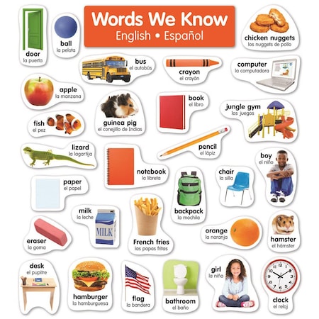 Scholastic English-Spanish Photo Word Wall Bulletin Board Set 9781338344875